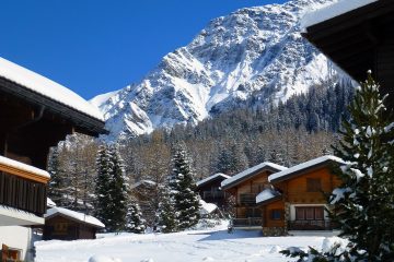 chalets en montagne en hiver